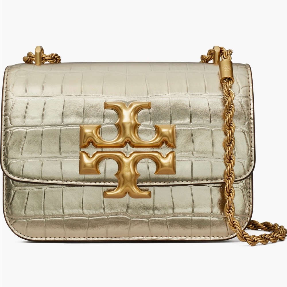 Tory Burch small Eleanor croc Embossed metallic Leather convertible shoulder bag
